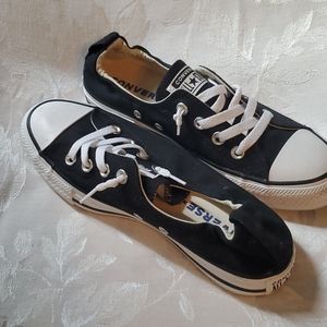 Gently used - black and white converse